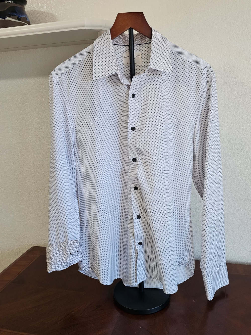 Con.Struct Men's 4-way Stretch Slim Fit Flip Cuff Button-Down, Medium White